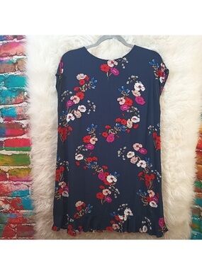 POPSUGAR Navy Floral Dress with Pink and Cream Accents